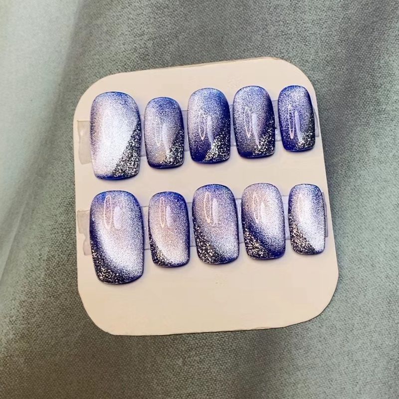 Blue Starry Sky Fake Press on Nails – Youbox.com